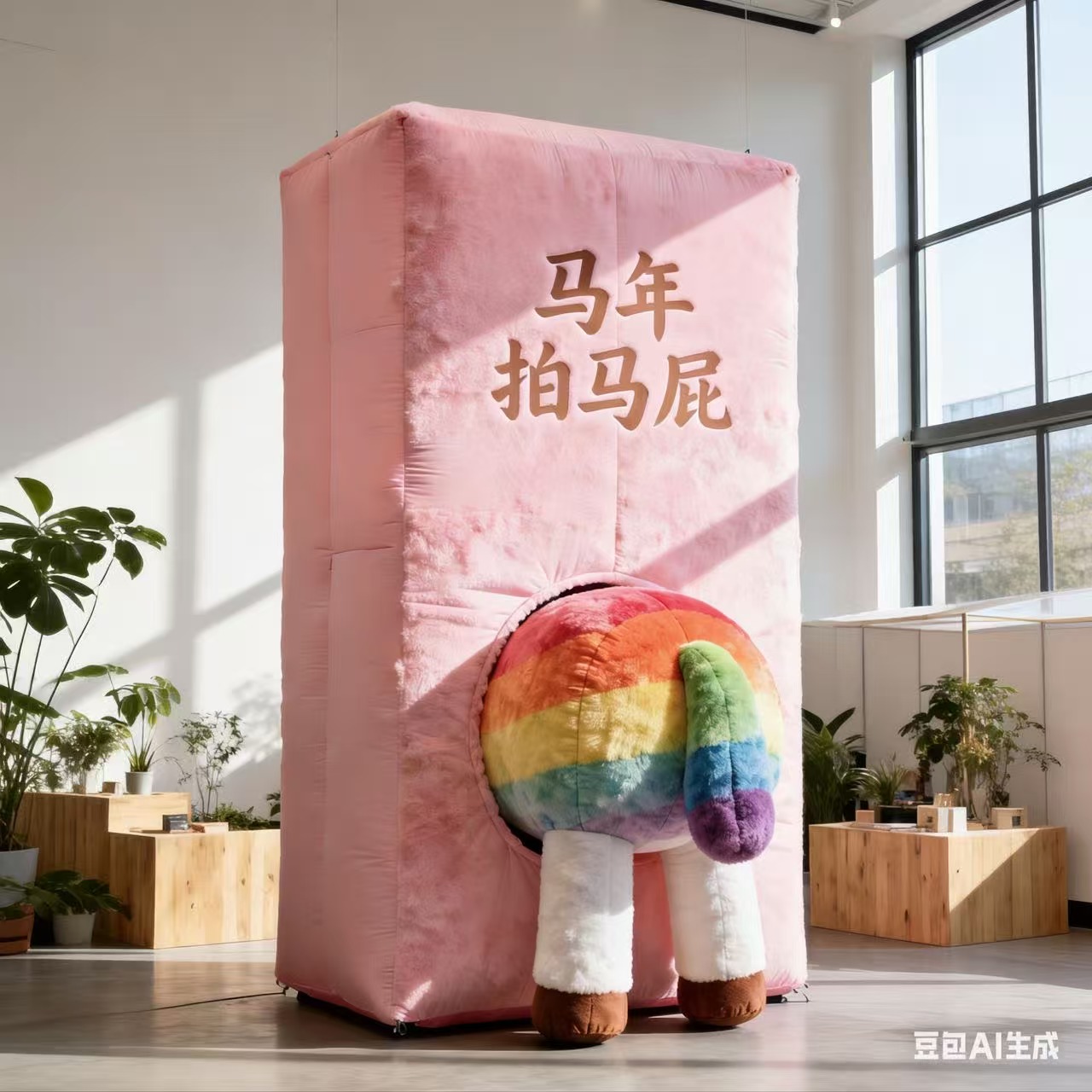 新年商场卡通马年拍马屁充气气模
