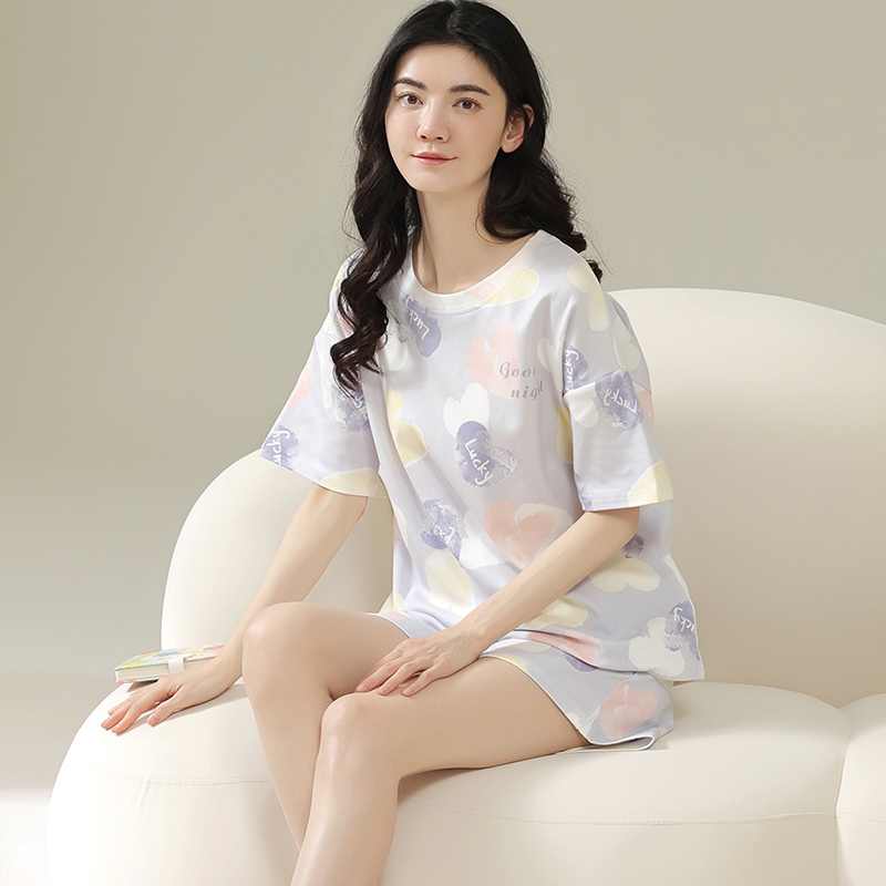 新款纯棉睡衣套装女士