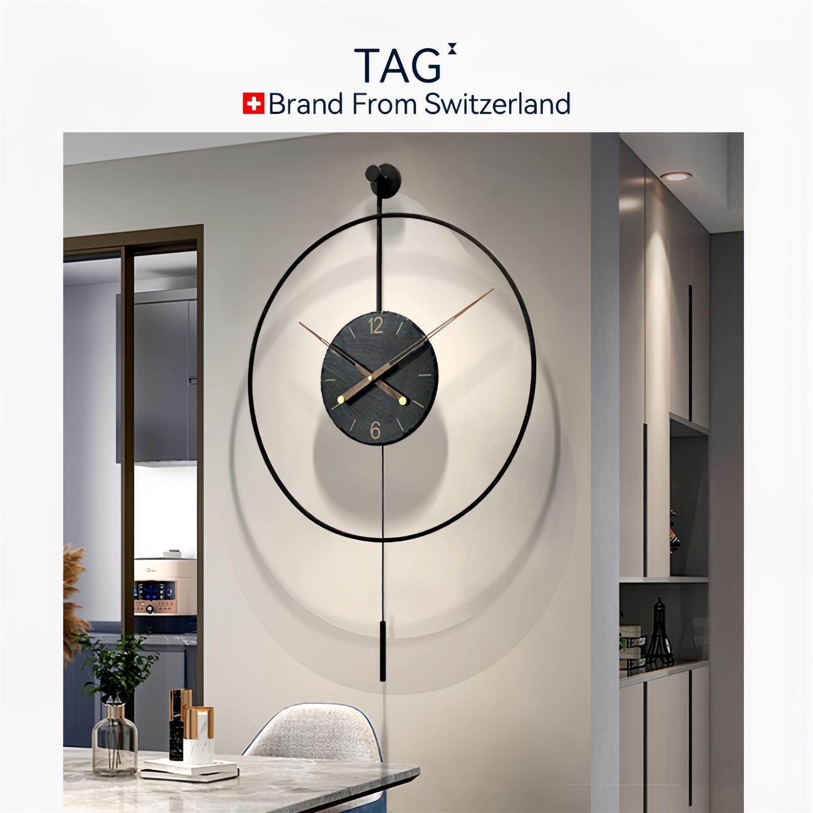 瑞士TAGH挂钟新款高级感现代客厅极简轻奢创意艺术大气挂墙钟表,家居饰品,挂钟,淘宝优惠券,粉丝福利购,淘宝优惠卷