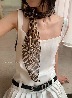 DaYu 时髦y2k辣妹玫瑰花丝巾小众甜酷千禧风多功能绑发围巾高级感