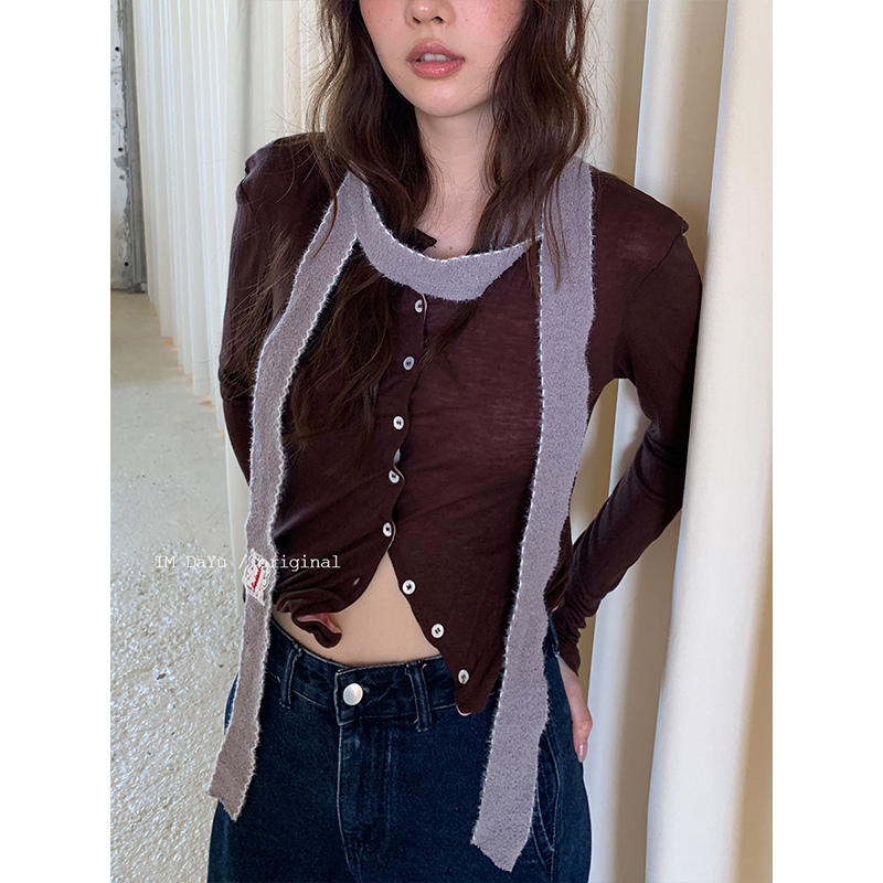 韩国定制款小众纯色细长飘带