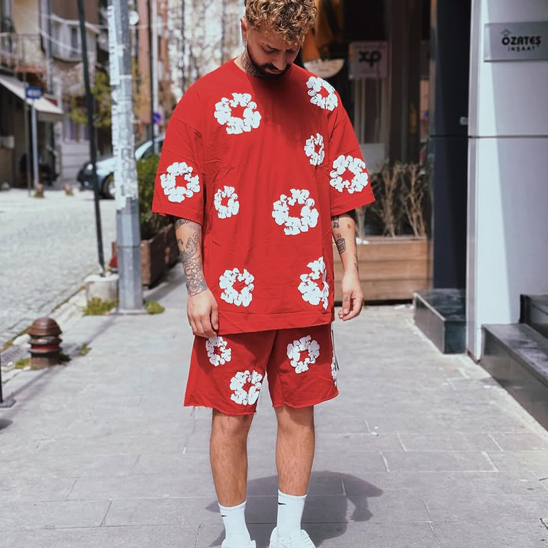 DenimTears木棉花团短袖宽松短裤