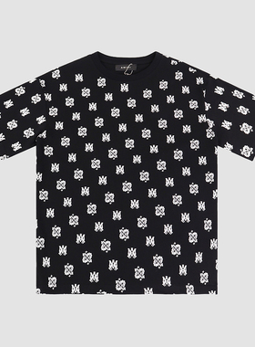 AM Ma Core Logo T-shirt欧美街头腰果花鱼骨印花休闲短袖纯棉T恤