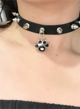 朋克哥特风狗爪铆钉项圈