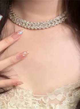 爆闪锆石项链耳钉手环套女