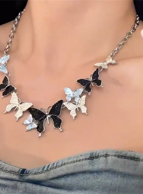 暗黑系蝴蝶拼接项链女高级感颈链
