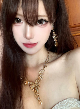 zoozmomo满钻花朵流苏项链女夸张高级感晚礼服配饰颈链钻石锁骨链