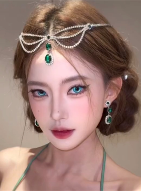 祖母绿水滴颈链欧美复古风