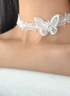 纯欲风蕾丝蝴蝶项链女choker