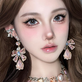 zoozmomo粉色夸张珍珠蝴蝶结耳环女小众设计感独特耳钉晚礼服耳饰