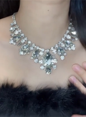 超闪锆石流苏项链锁骨链