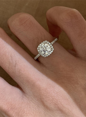 zoozmomo方糖莫桑石戒指女款轻奢小众高级感方形镶钻戒可调节指环