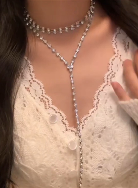 超闪水钻流苏项链女款