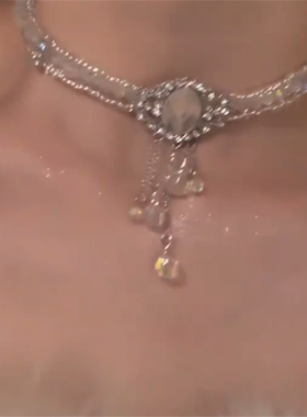 超闪满钻锆石流苏项链女