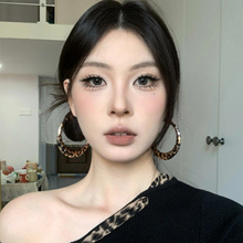 zoozmomo欧美夸张豹纹大耳圈女千禧辣妹独特个性耳环复古港风耳饰