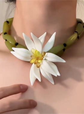 波西米亚绿色串珠项链女