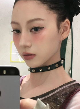 黑色柳钉项链女朋克嘻哈项圈
