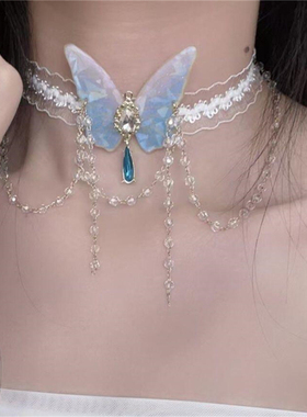 纯欲风蕾丝蝴蝶流苏臂环女