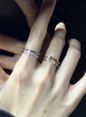 十字架双层叠戴戒指女