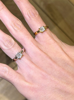 中古金色方钻锆石戒指