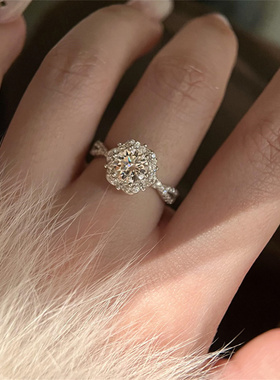 银色雪花钻戒指食指戒女