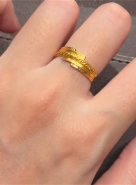 金色拉丝素圈戒指女款