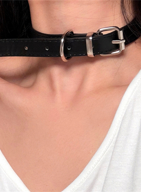 亚文化朋克颈链黑色皮带扣