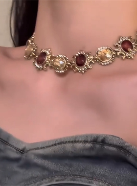 彩色锆石项链高级感小众