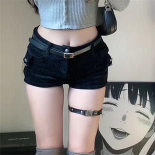 zoozmomo简约插扣PU腿环女暗黑朋克性感辣妹风腿带皮质大腿链配饰