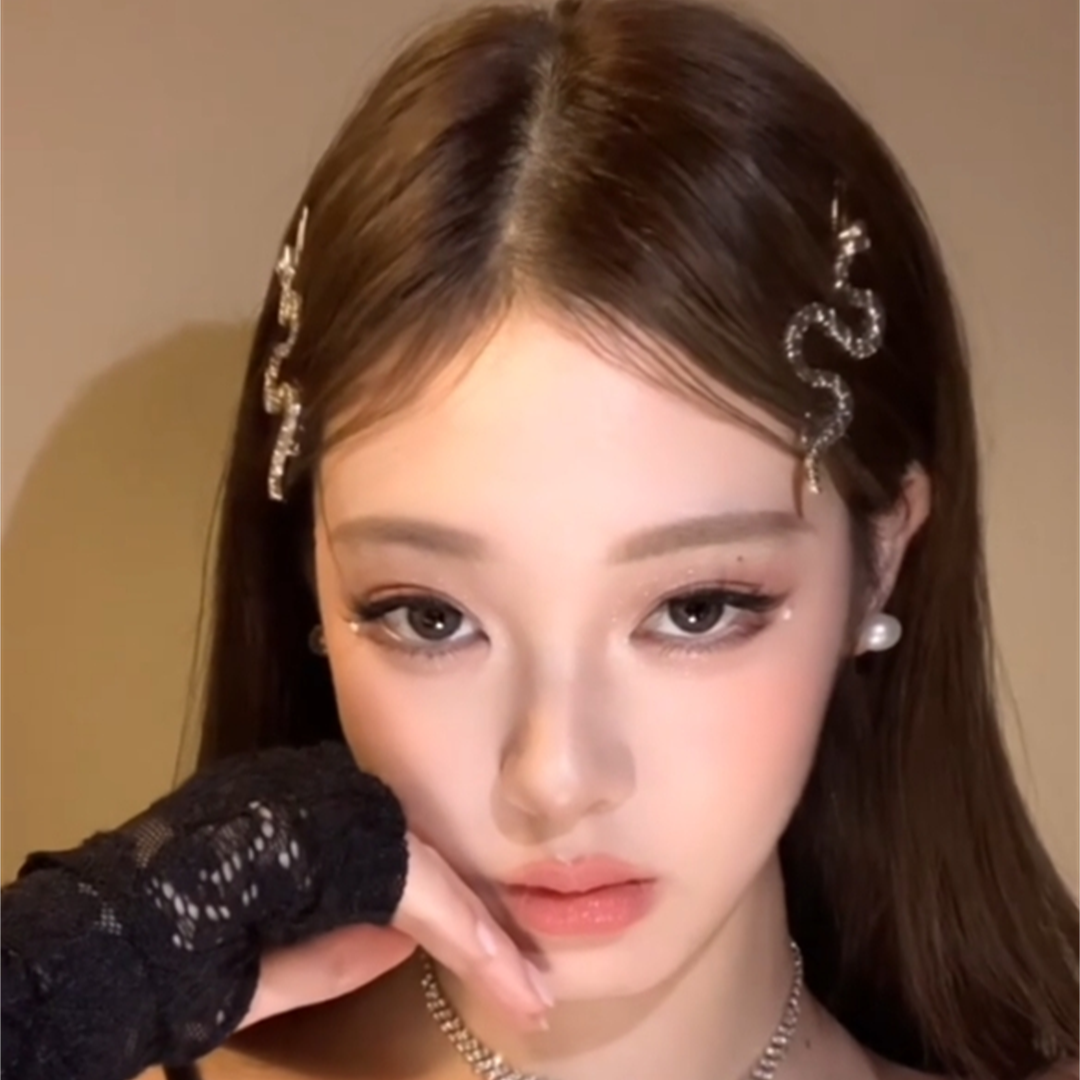 zoozmomo欧美暗黑风银色蛇形发夹女个性冷淡风侧边夹项链锁骨链潮
