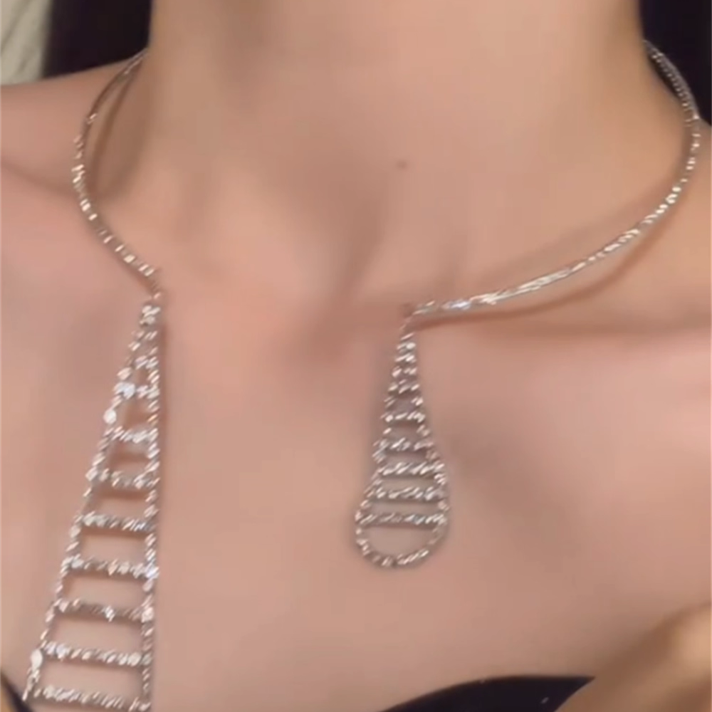 欧美辣妹闪钻镂空领带choker颈圈