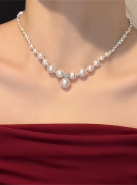 珍珠款碎银子项链女款