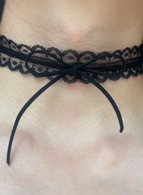 纯欲辣妹蝴蝶结蕾丝项圈女