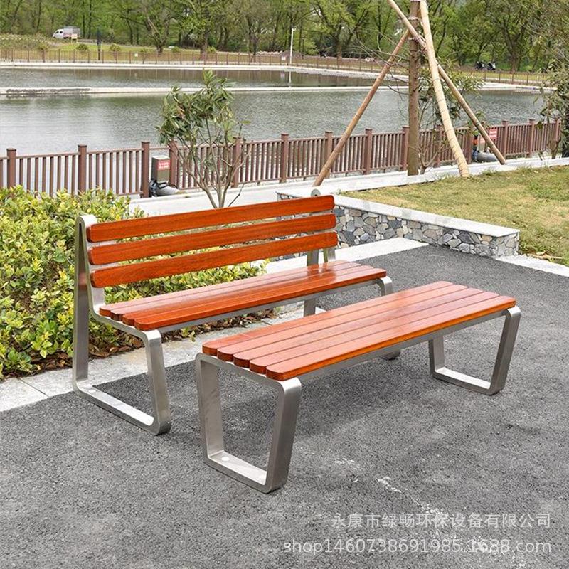 公园椅不菠锈户外长椅露天萝LC-016格室外木双人座椅休闲钢长条防