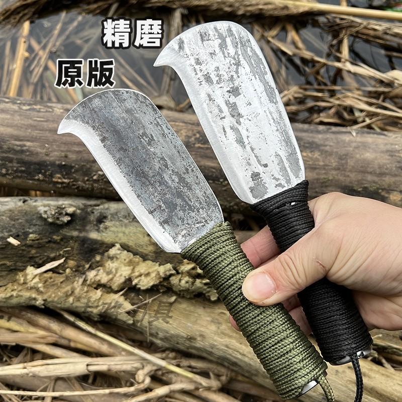 弯头小镰刀精品手工柴刀锻打破竹刀片竹篾刀户外钓鱼柴刀劈柴砍树