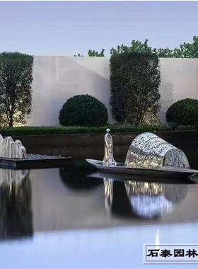 大型不锈钢假山雕塑定制切片镂空山形鹅卵石水景造型户外落地摆件