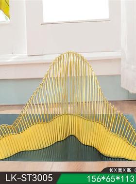 户外不锈钢镂空假山雕塑售楼室内景观园林水池水景铁艺线条山摆件