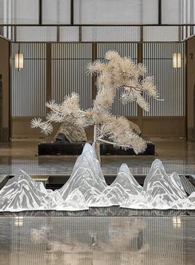 现代创意雕塑透明树脂假山工艺品样板房别墅酒店会所玄关装饰摆件