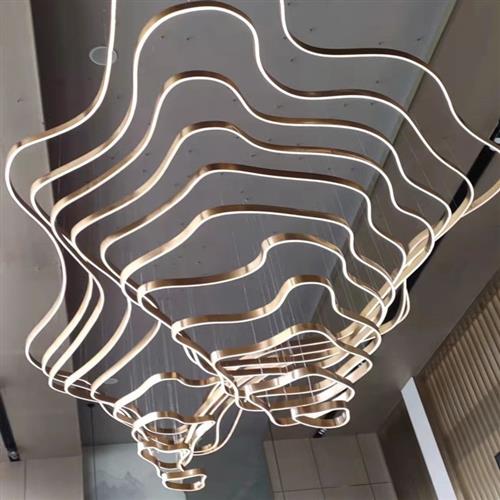 非标工程大型异形创意售楼部沙盘酒店大堂宴会厅多层梯田山脉吊灯