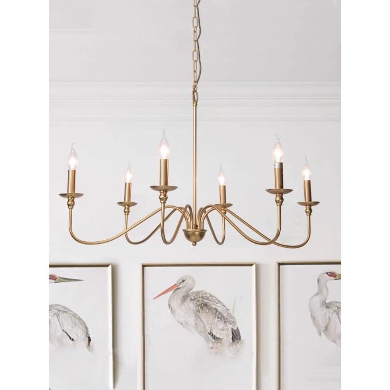 美式简约现代个性家用书房客厅灯卧室楼梯设计师极简全铜饭厅吊灯