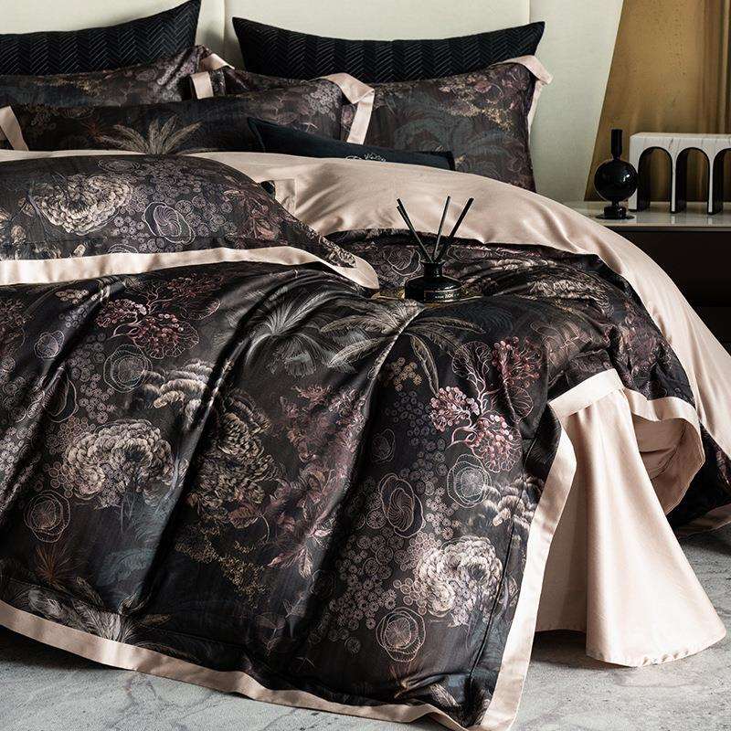 欧式复古天丝棉超柔磨毛四件套印花被套床单秋冬家纺高档床上用品