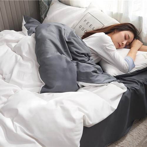 北欧风纯色双拼水洗棉四件套磨毛被套床上用品学生宿舍三件套极简