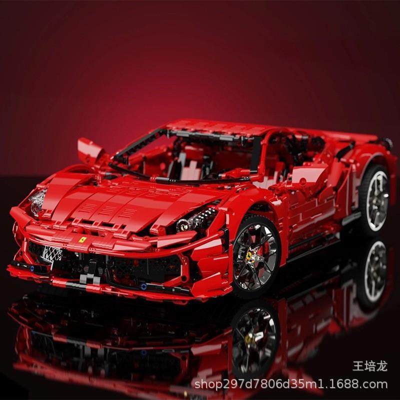 K盒子10304科技机械系列法蜡力458红色跑车拼装汽车模型积木玩具