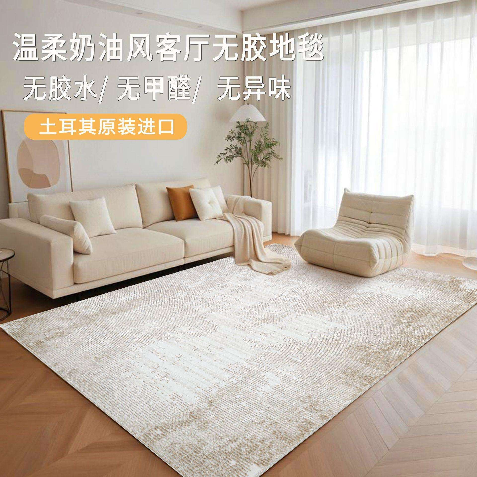 地毯客厅新款卧室奶油风土耳其进口无胶地毯耐脏易打理家用地垫