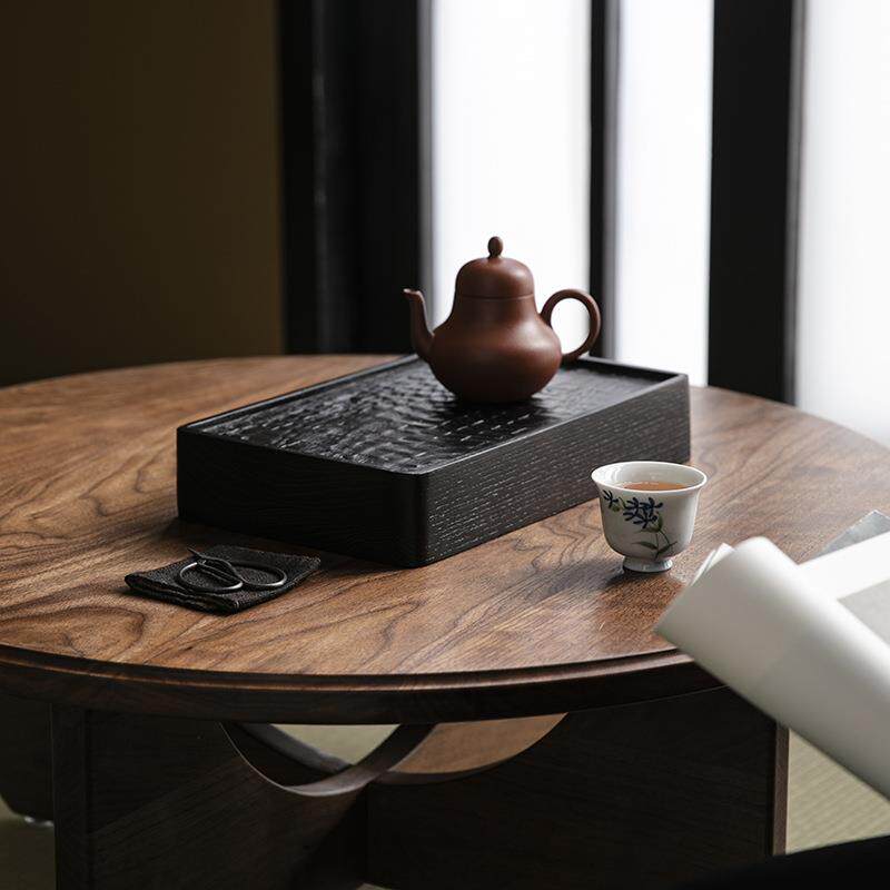 炭烧白蜡木云景茶台干泡盘小型茶盘茶具壶承托盘长方形茶壶垫