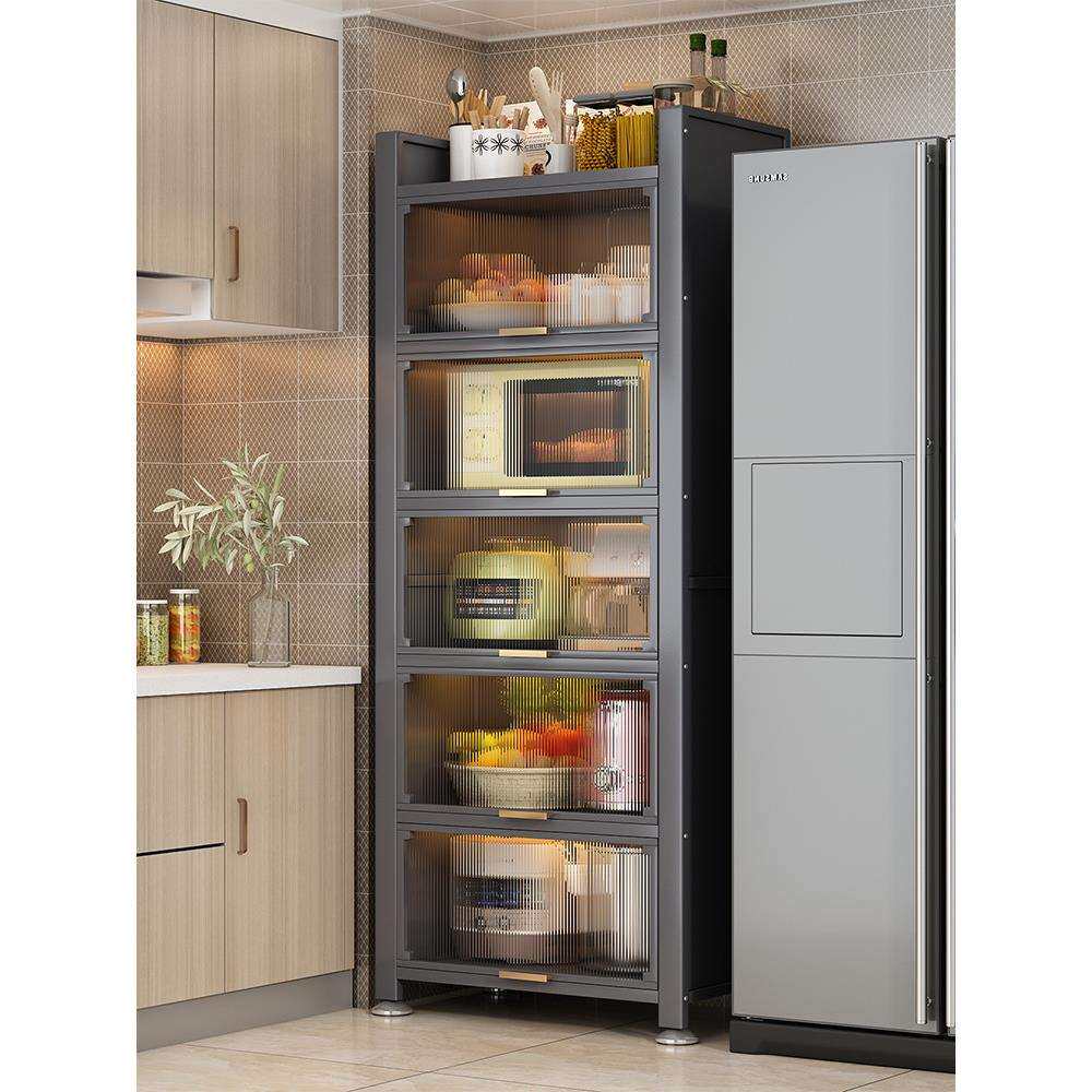 功能餐款落地储物柜柜厨房收纳橱柜碗柜置物架边多层锅柜架多功能