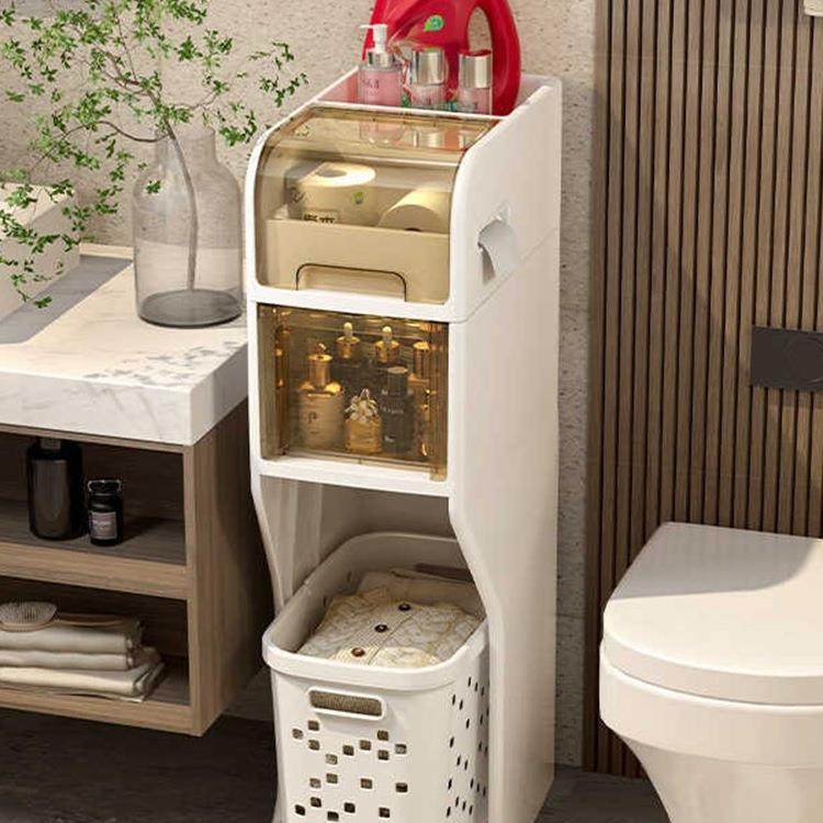 卫生间脏衣篮收纳柜浴室免安装置物架脏衣篓洗衣机边柜厕所夹缝柜