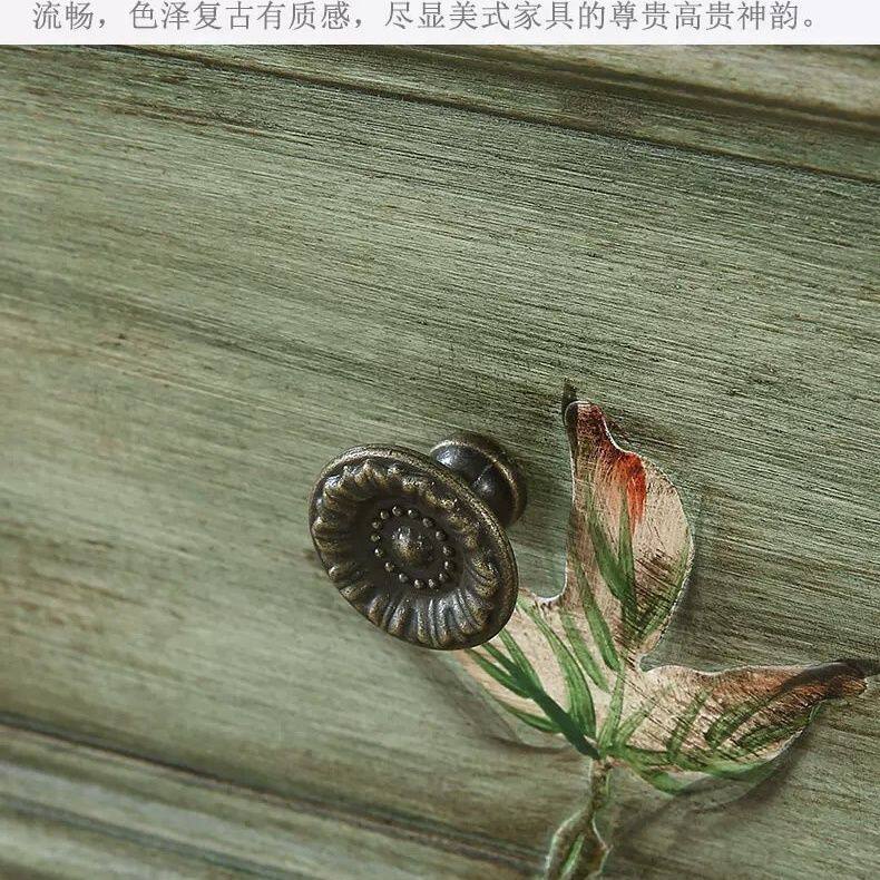 美式复古彩绘六斗柜客厅走廊收纳储物柜地中海窄门厅玄关柜