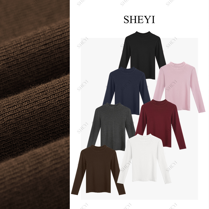 2025秋款羊毛半高领长袖打底衫女