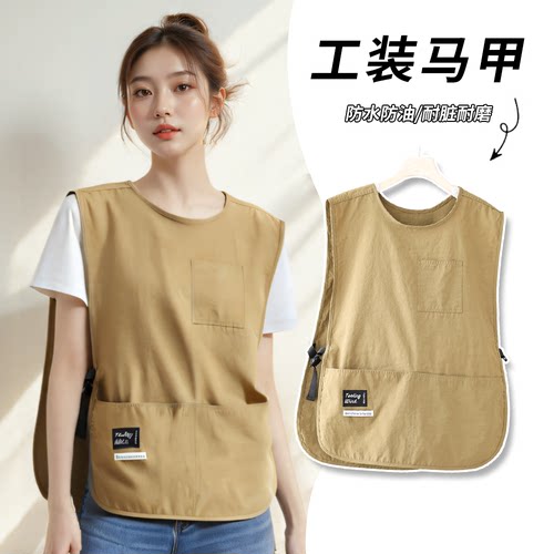 工装风厨房围裙防泼水防油